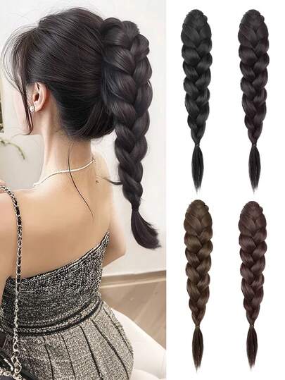 1包14英寸合成夹式马尾辫接发，可爱马尾辫接发，女士编织发饰，时尚编织假发，适合日常派对佩戴