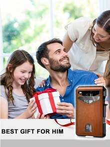 热销RFID屏蔽男士钱包，简约卡包，真皮材质，防盗防RFID，皮革金属铝磁扣，金属信用卡套，休闲条纹设计，碳纤维钱包，四季皆宜的礼物 - 棕色 - 查看 7