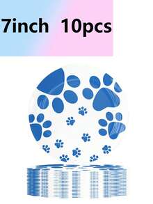 Juego de 50 piezas de vajilla desechable con temática de perro, decoración de mesa, decoración de cumpleaños, suministros de picnic, decoración de escena, accesorios para ambiente de fiesta, artículos festivos, decoraciones de fiesta - Multicolor - Ver 9