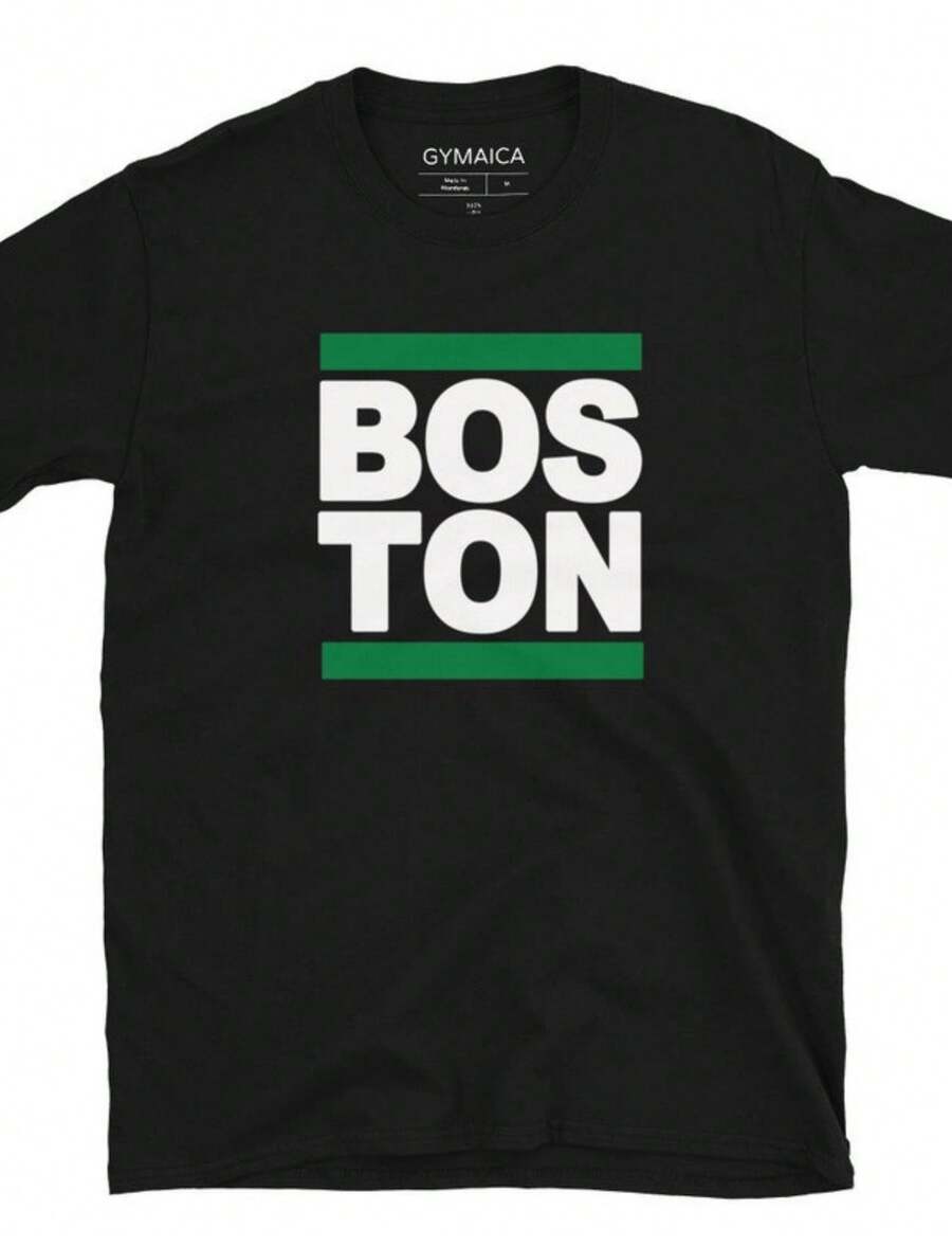 BOS TON Unisex Athletic Cut Green and White on your choice of t Free Shipping - Negro - Ver 1