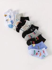 12双儿童/男孩/女孩袜子，校园袜，足球/汽车/恐龙图案，透气舒适柔软休闲运动袜，适合日常穿着、节日礼物、返校季、校园、运动、课堂、新学期、学生，颜色和款式随机发货 - 彩色 - 查看 2