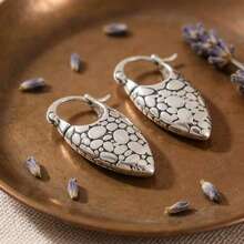 1 Đôi bông tai bằng đồng họa tiết hình học tối giản cổ điển, món quà hoàn hảo để đeo hàng ngày và dự tiệc, lý tưởng cho quà tặng dịp lễ. - Màu Bạc Cổ - Xem 1