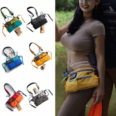 Color Blocking Fishing Crossbody Bag, Street Shoulder Bag, Men's And Women's Outdoor Waterproof Small Bag, Multifunctional Mobile Phone Bag