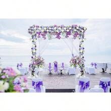 2Pack Artificial Peony Flower Garland - Silk Peony Garland With White Flowers Wedding Party Table Decoration, 6ft/Strand - White & Purple & Dark Purple + 1 - View 2