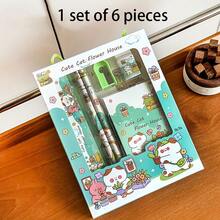 6pcs Capybara Astronaut Themed Stationery Set | Cute Stationery Set, Cute Pencil Case Set, Fun Design, Suitable As Holiday Gift And Student Reward, Ideal For Back To School Season - Multicolor - View 12