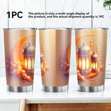 1 pezzo Tazza da auto isolata in acciaio inossidabile da 20 once. Caratterizzata da motivi del Ramadan tra cui una mezzaluna (simbolo islamico), lanterne in stile arabo e stampe a stelle. Adatta per pendolarismo quotidiano, feste e occasioni sociali. Mantiene le bevande calde/fredde. Bella e pratica, perfettamente in grado di soddisfare le esigenze di idratazione quotidiana. Un regalo meraviglioso per familiari e amici durante le vacanze o i compleanni. Stile festivo del Ramadan. - Multicolore - Visualizzare 1