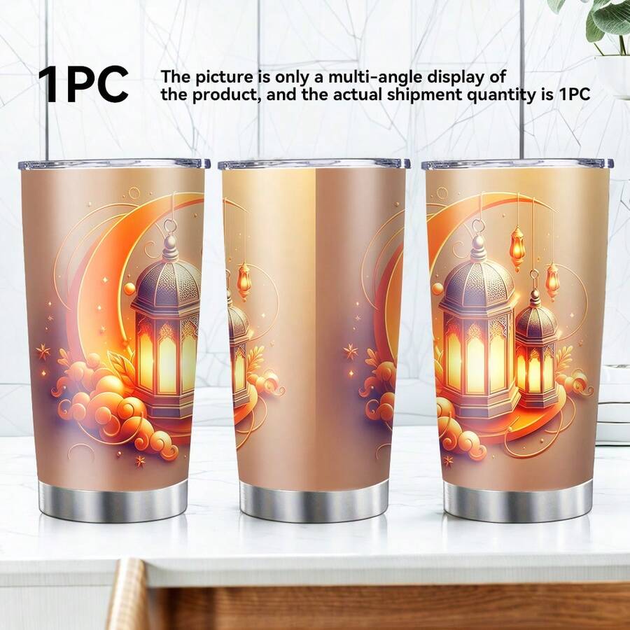 1 pezzo Tazza da auto isolata in acciaio inossidabile da 20 once. Caratterizzata da motivi del Ramadan tra cui una mezzaluna (simbolo islamico), lanterne in stile arabo e stampe a stelle. Adatta per pendolarismo quotidiano, feste e occasioni sociali. Mantiene le bevande calde/fredde. Bella e pratica, perfettamente in grado di soddisfare le esigenze di idratazione quotidiana. Un regalo meraviglioso per familiari e amici durante le vacanze o i compleanni. Stile festivo del Ramadan. - Multicolore - Visualizzare 1
