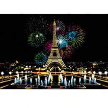 Zestaw do malowania Scratch dla dorosłych – Elegancki nocny krajobraz miasta, kreatywny ręcznie robiony obraz reliefowy, dekoracja ścienna, zestaw prezentowy na święta - 1 Set - Zobacz 12