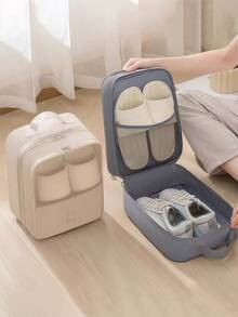 便携式旅行鞋袋 - 大容量，可装3双男女鞋，耐用透气防尘，配有符合人体工学的手柄，小巧便携，返校必备 - 彩色 - 查看 3