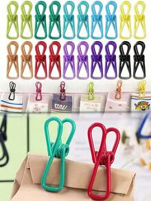 Clothesline Clips That Can Firmly Secure Towels, Clothes, And Blankets On A Clothesline Or Rack To Dry. Stainless Steel Sealing Clips, Food Sealing Bag Clips, Snack Sealing Bag Clips, Portable Random Color Sealing Clips, Suitable For Clothes Clips And Food Bag Sealing Storage, Suitable For Back-To-School Travel Essentials, Home Decor And Apartment Accessories. - Multicolor - View 2