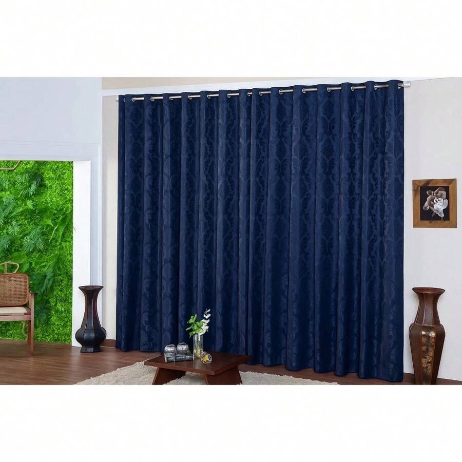 High-End Jacquard Curtain - 藏蓝色 - 查看 1