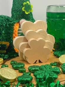3pcs Unfinished St. Patrick's Day Shamrock Decor, Shamrock Craft Wooden Cutouts, Layered Tray Decor, DIY Craft Wood Shapes, DIY St. Patrick's Decor Blank Wood Cutouts - Apricot - View 7