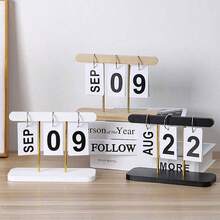 1pc Nordic Minimalist Creative Flip Calendar Desk Decorations, Decorative Desk Calendar, Plastic Material, Home Decor For Living Room, Dining Table, Coffee Table, Office Desk Decoration | Back To School Supplies | Desk Accessories, Countdown