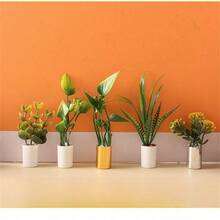 1件 1:12 比例迷你植物盆栽裝飾品，娃娃屋 1:12 比例 OB11 娃娃屋花卉裝飾，汽車儀表板裝飾品，逼真植物裝飾品，娃娃屋裝飾品，微縮場景攝影道具，迷你植物綠植盆栽迷你模型 1:12 比例娃娃屋 OB11 BJD 遊戲場景 - 5款掌葉 - 查看 1