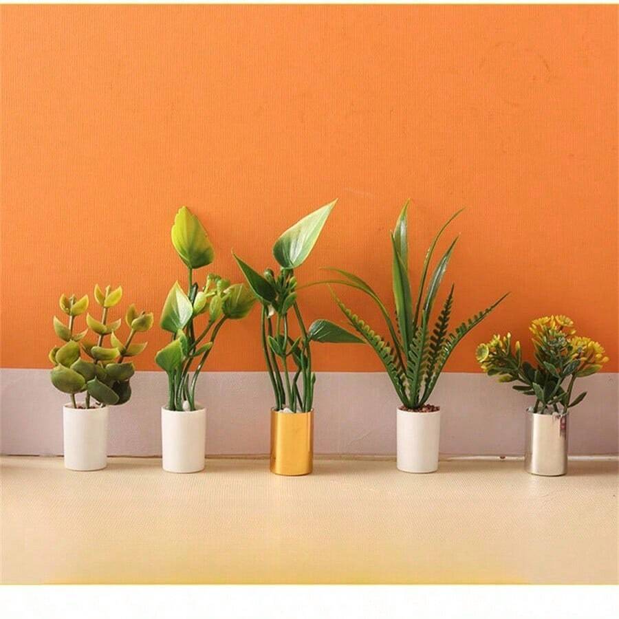 1件 1:12 比例迷你植物盆栽裝飾品，娃娃屋 1:12 比例 OB11 娃娃屋花卉裝飾，汽車儀表板裝飾品，逼真植物裝飾品，娃娃屋裝飾品，微縮場景攝影道具，迷你植物綠植盆栽迷你模型 1:12 比例娃娃屋 OB11 BJD 遊戲場景 - 5款掌葉 - 查看 1
