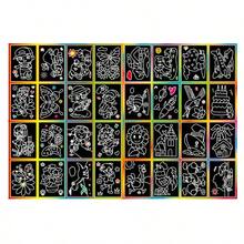 10pcs/Set Scratch Art Kit With Wooden Stylus, Reveal Vibrant Color Patterns, Great For Coloring And Doodling, Comes With Creative Drawing Board, Ideal Holiday Gift - Multicolor - View 6