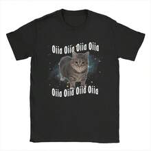 Camiseta de hombre OIIA OIIA Spinning Cat Meme Glitch Disco, divertida y moderna, de manga corta, cuello redondo, de algodón, regalo de ropa - Negro - Ver 1