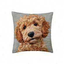 4 件/1 件复古棕色卷毛狗图案枕套，派对装饰枕套 | 18x18 英寸 | 拉链封口 | 柔软舒适面料，不易褪色，可手洗，适合现代客厅、卧室和家居装饰。不含枕芯。 - 彩色 - 查看 2