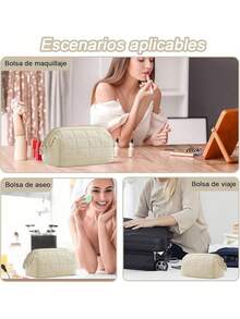 Cosmetiquera Para Maquillaje, Bolsa De Maquillaje Grande, Cosmetiquera De Viaje, Bolsa De Tocador Neceser Portátil, Neceser Mujer Para Viaje, Bolsa De Lavado Impermeable Por Viaje Portátil - lechoso - Ver 7