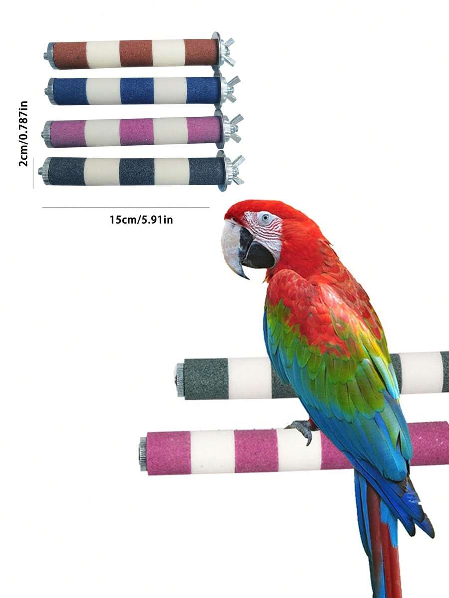 Parrot Claw Grinding Stick Stand, Sandpaper Bird Perch, Cockatiel Peony Leopard Claw & Beak Grinding Toy - Multicolor - View 1