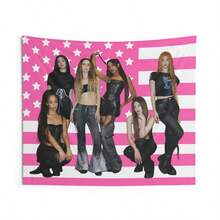 Katseye Members Group Photo Pink American Flag, Katseye Concert Flag, Katseye Kpop Banner, Gnarly, Katseye Gnarly, Katseye 2025 - 彩色 - 查看 2