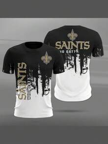 New Orleans Saints Football T-Shirts And Men's Fashion Short-Sleeved Football Apparel (7) - 黑色 - 查看 2