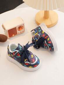 1双儿童鞋，PU皮革鞋面，防滑鞋底，魔术贴搭扣 - 寶藍色 - 查看 5