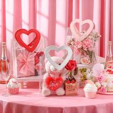 1/3/10pcs Pink Heart-Shaped Handle Gift Bags, Reusable Transparent Plastic Gift Packaging Bags, Suitable For Weddings, Parties, Anniversaries, Valentine's Day, Mother's Day, Handmade Gift Boxes, Candy & Chocolate Decoration Bags - Multicolor - View 9