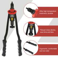 16 Inch Rivet Nut Tool, Professional Rivet Nut Tool Kit With 11 Metric & Inch Mandrels M3 M4 M5 M6 M8 M10 M12, 10-24, 1/4-20, 5/16-18, 3/8-16, 110pcs Rivnuts And Case - WE-889 - Black - View 8
