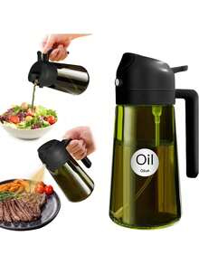 EstiloYARRAMATE Dispensador De Aceite De Oliva Juego Con Scuro Protezione Dalla Luce, 470Ml 2 En 1 Spray De Cocina, Verde Pulverizador De Aceite De Calidad Alimentaria (Negra)VersióN Mejorada - Rosa - Ver 9