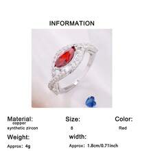 1pc Shiny Cubic Zirconia Horse Eye Shaped Women's Ring, Fashion Luxury Elegant Classic Generous Minimalist, Valentine's Day, Party, Wedding, Surprise Gift - Red - View 9