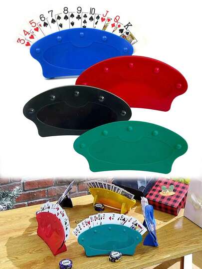 Plastic Hands-Free Card Holder, Suitable For Playing Card Games Such As Poker Parties, Family Gatherings, Canasta, Christmas Holidays And Other Gift-Giving Occasions, Also An Ideal Choice For Family Card Game Nights