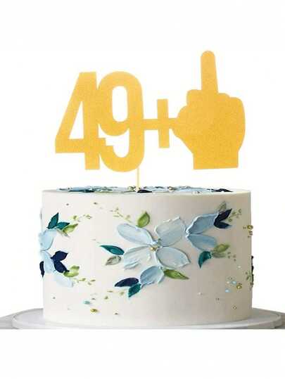 1 Set 49+1 Elegant Gold Cake Topper - Chic 50th Birthday Decoration Set