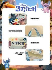 Disney 1个Stitch & Angle热带图案手提包，女士大容量卡通手提包，轻便日常包 - 适合日常使用、购物和搭配可爱服装，非常适合存放零食、钥匙和化妆品 - 彩色 - 查看 9