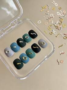 30/50pcs Gold & Silver Minimalist Line Metal Nail Art Decorations, Premium Simple Metal Studs For DIY Short Nails, Nail Press-On Decorations, Nail Art Accessories - Multicolor - View 4