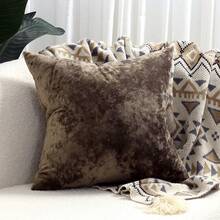 1pc Soft Velvet Dotted Textured Frosty Floral Solid Color Throw Pillow Cover, Suitable For Sofa, 18x18 Inches - Camel - View 8