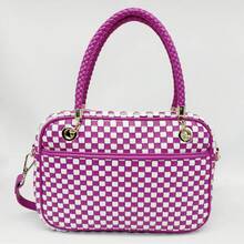Checkered Crossbody Bag For Women Shoulder Plaid Handbags Top Handle Satchel Bag Woven Bum Bag Stylish Woven Crossbody Bag PU Leather - 玫瑰白格子 - 查看 9