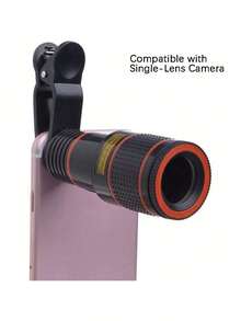 1pc Universal 8X/12X/20X Telephoto Lens Attachment, Clip-On Zoom Lens For Smartphones And Tablets, Compatible With Single Camera Lens, High Definition Photography Zoom Lens, Zoom Phone Lens With Phone Clip, For Photography And Videography