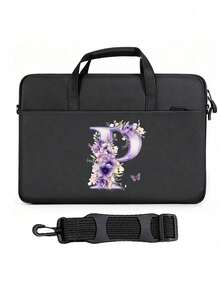 这款大容量黑色公文包饰有色彩缤纷的花卉字母印花，充满春日气息。它可个性化定制姓名，并印制A-Z字母，是一款大容量笔记本电脑包/平板电脑收纳包，适合商务旅行、办公或通勤使用。这款公文包非常适合携带笔记本电脑，是日常通勤的理想之选，也是送给家人朋友的绝佳生日或节日礼物，以及情人节礼物。 - 彩色 - 查看 23