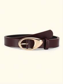 1pc Black Fashionable Women's Skinny Waist Belt With Buckle - Belt - View 11