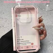 1 قطعة غطاء هاتف شفاف مخصص بإطار وردي 2 في 1 تغطية كاملة TPU مضاد للسقوط بتصميم بسيط مناسب ل- 11 12 13 14 15 16 17 Pro U - شفاف - مشاهدة 4