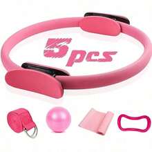 Pilates Kit 5 en 1 Kit Pilates Casa con Aro de Pilates Pelota Pilates Bandas Elásticas Banda de Resistencia para Pilates Anillo de Yoga para Pantorrillas para Yoga Pilates Fitness - rosa - Ver 2