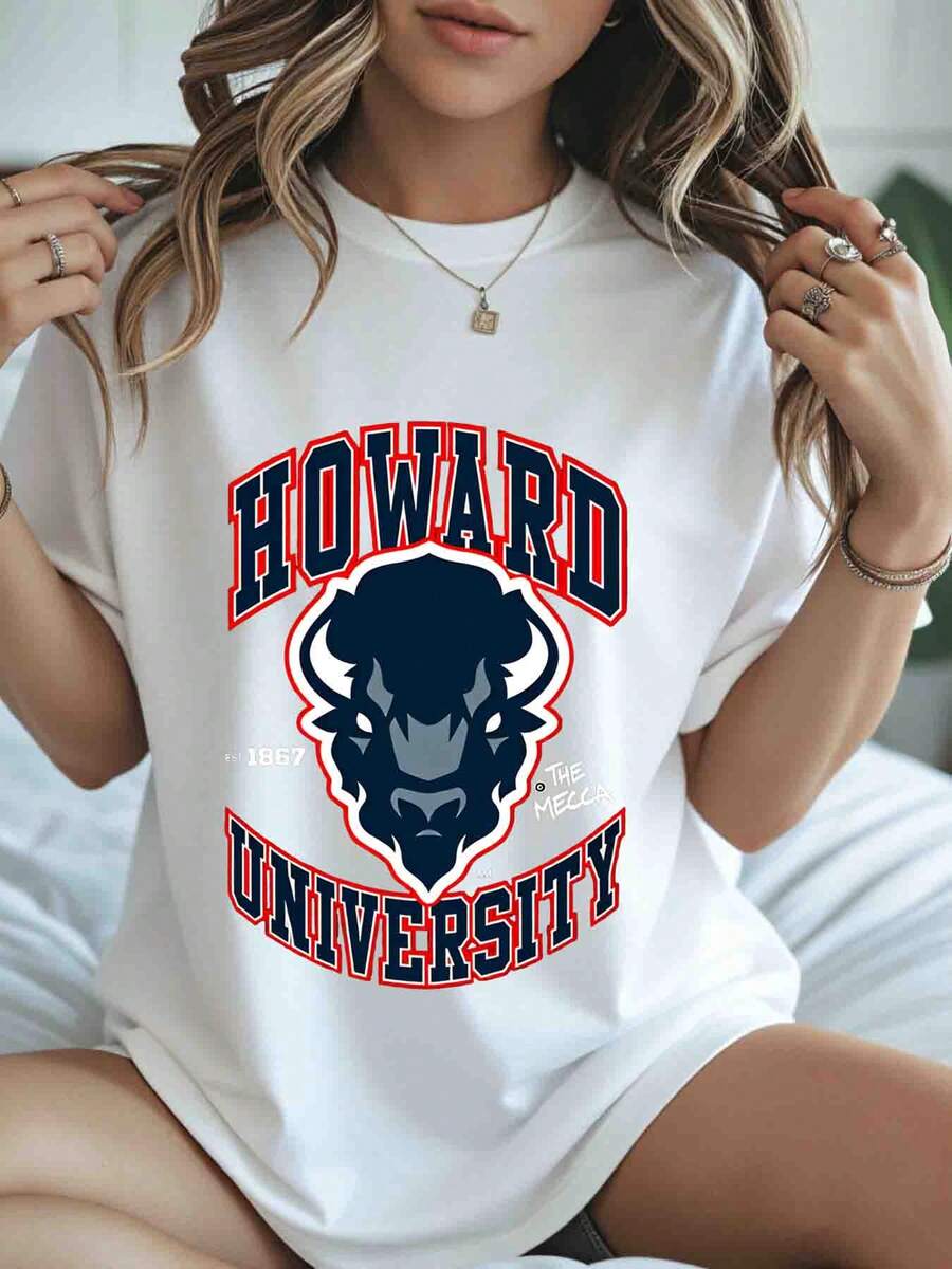 Howard University T Shirt With Bull Logo And Established 1867 Text For College Fans And Alumni Wearable For Everyday Casual Outfits And University Events - 白色 - 查看 1