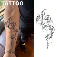 Glow-In-The-Dark Cross & Star Temporary Tattoos, 1-2 Weeks, Suitable For Halloween & Parties, Eye-Catching Body Art, Unique Expression, Delicate Design, High-Quality Ink, - Christmas - View 4