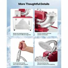 Trituradora de hielo comercial  de 350 W, 350 lb/h, con 4 cuchillas, 2000 RPM, de acero inoxidable, con depósito de hielo picado de 11 galones, para restaurantes y bares, color rojo - Rojo - Ver 5