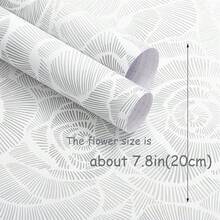 Peel And Stick Wallpaper Grey And White Wallpaper Floral Contact Paper Se- Adhesive Removable Vintage Contact Paper Waterproof For Bathroom Bedroom Cabinets Decor 16.9inch*118.1inch Vinyl - 灰色花卉圖案,169 英寸 x 1181 英寸 - 查看 4