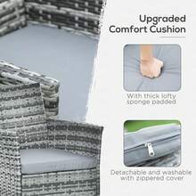 Outsunny 7-Piece Rattan Garden Furniture Set With Cushions, 6 Seater Garden Table And Chairs, Rattan Dining Set With 6 Armchairs, Rectangular Glass Top Table - Grey - View 4