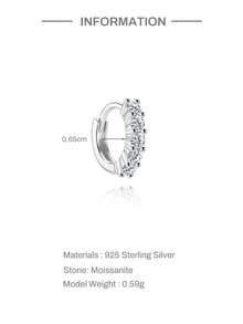 EleRunis 1颗0.1克拉莫桑石水钻925纯银马眼形心月形耳钉，18K镀金平底耳骨耳廓穿刺耳钉，适合日常佩戴，也适合婚礼、派对、订婚、周年纪念、情人节等场合。 - 銀色 - 查看 16