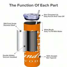 1pc Tito'S Vodka 20oz Insulated Tumbler With Lid & Straw - Orange Bandana Art Design, Stainless Steel Travel Mug For Coffee, Tea - Perfect Gift For Brand Enthusiasts, Father'S Day, Casual Use, Beverage Container, Festive Drinkware, Durable Drinkware - 1pc - 查看 2