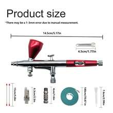 YUNLUN Airbrush Kit Dual Action Spray Gun, Air Brush For Painting Set With 0.3, 0.2, 0.5mm Needles/Nozzles/Air Cap, 1/3 Oz Paint Cup, Air Hose, For  Nail, Makeup, Model, Art Hobby Paintin - Đỏ - Xem 3